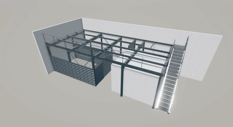 mezzanine métallique vue 3D