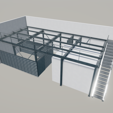 mezzanine métallique vue 3D